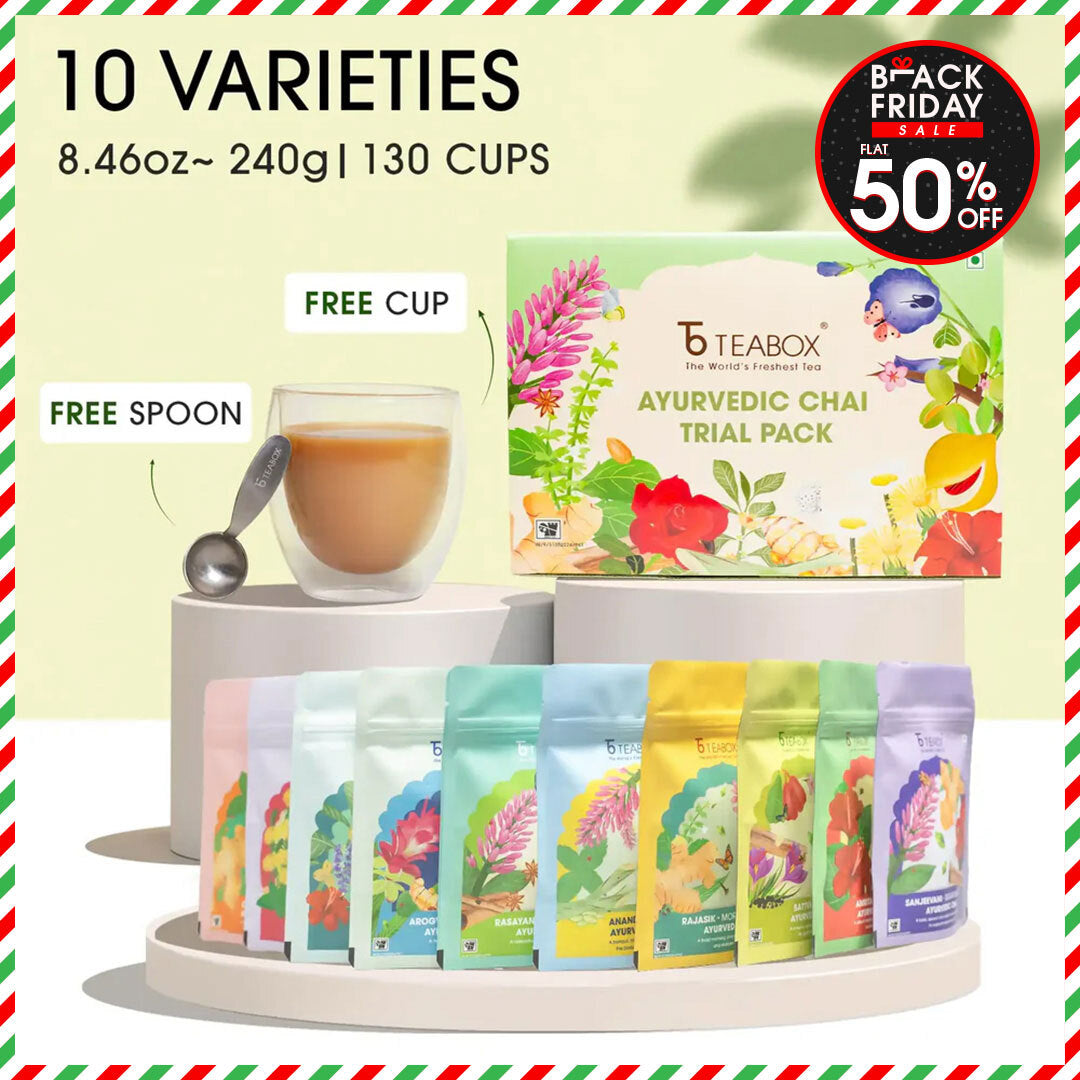 Ayurvedic Chai Trial Pack (Free Valencia Glass Teacup & Ideal Teaspoon)