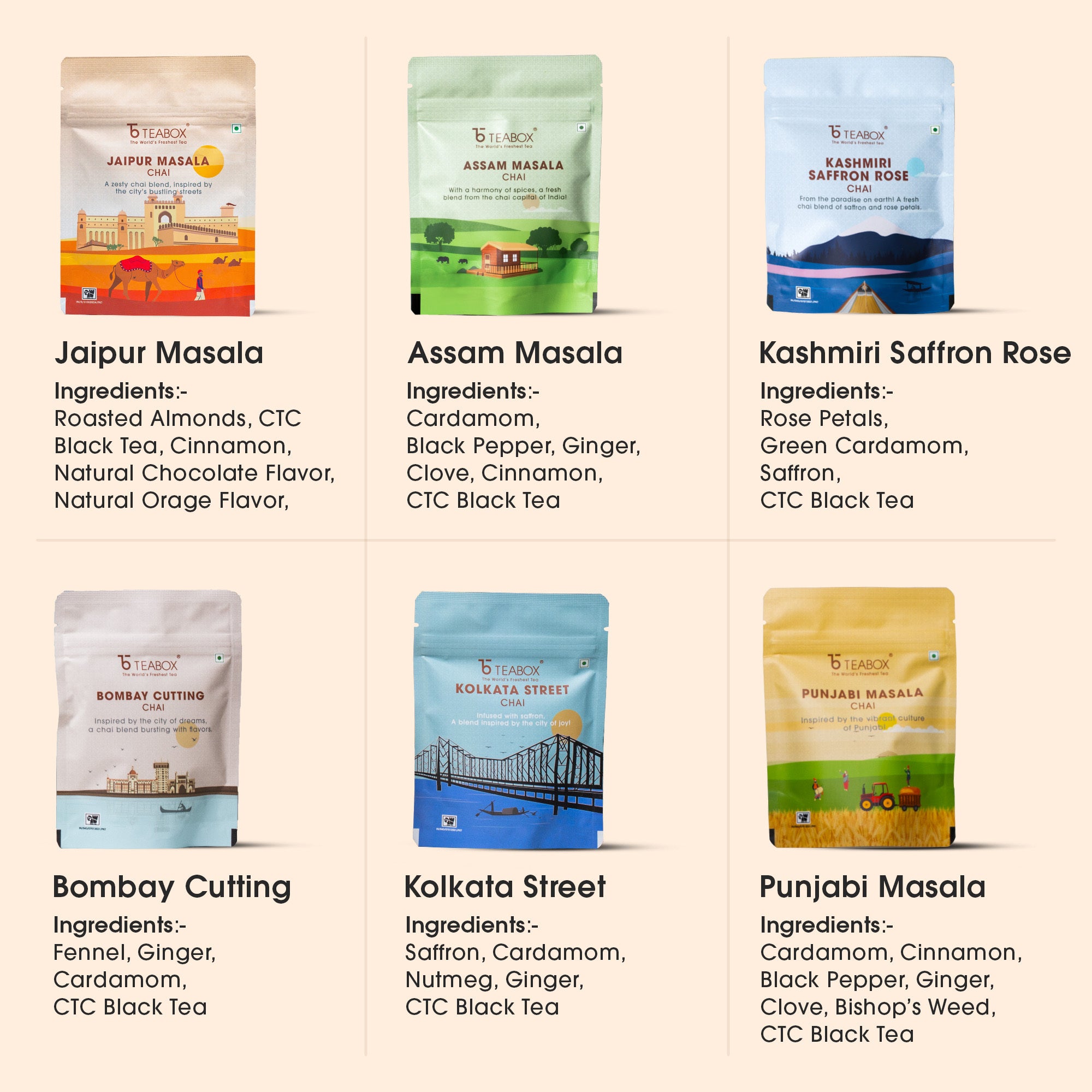 Authentic Indian Chai Complete Trial Pack (Free Valencia Glass Teacup & Ideal Teaspoon)