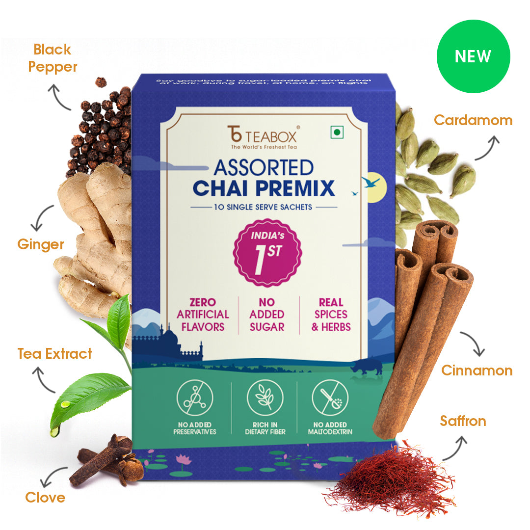 Teabox Assorted Chai Premix <br> (10 Single Serve Sachets)