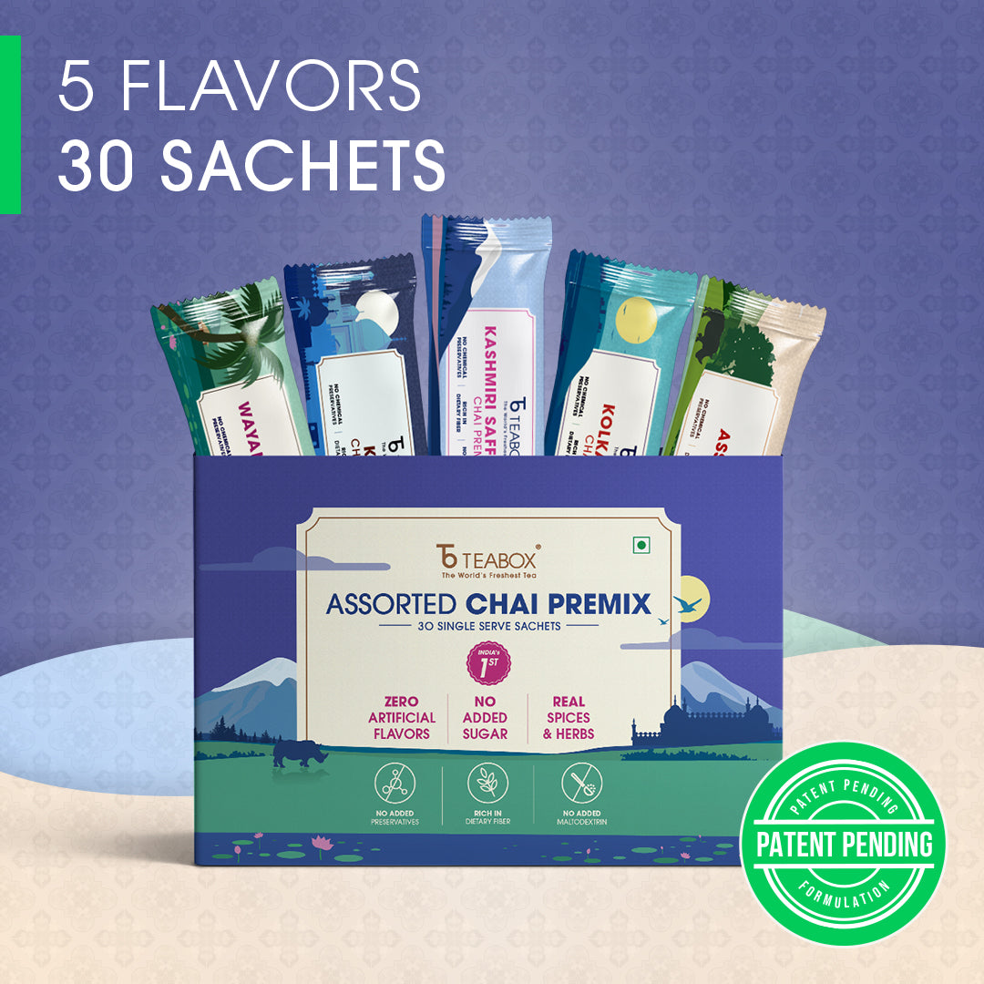 Teabox Assorted Chai Premix <br> (30 Single Serve Sachets)