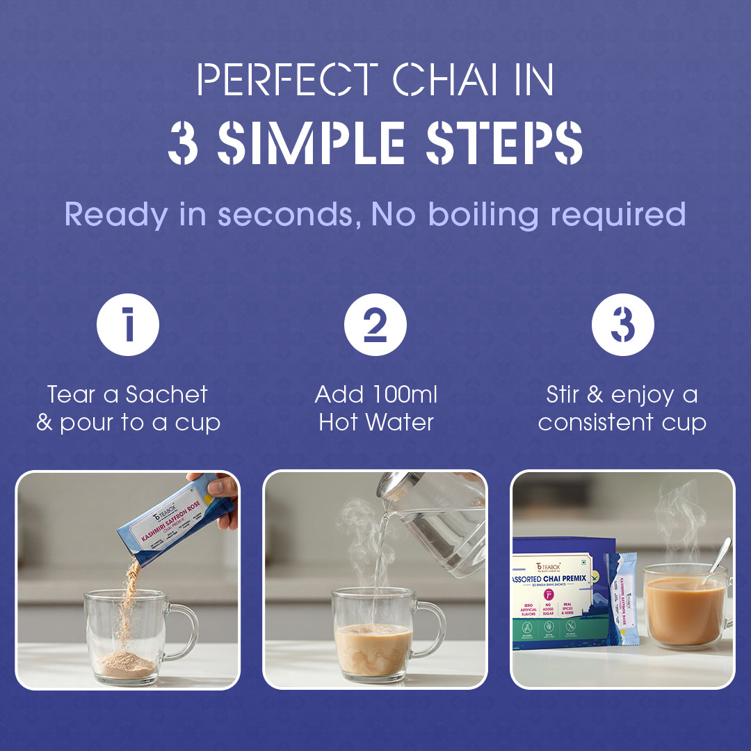 Teabox Assorted Chai Premix <br> (30 Single Serve Sachets)