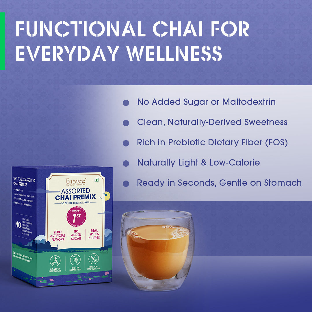 Teabox Assorted Chai Premix <br> (10 Single Serve Sachets)