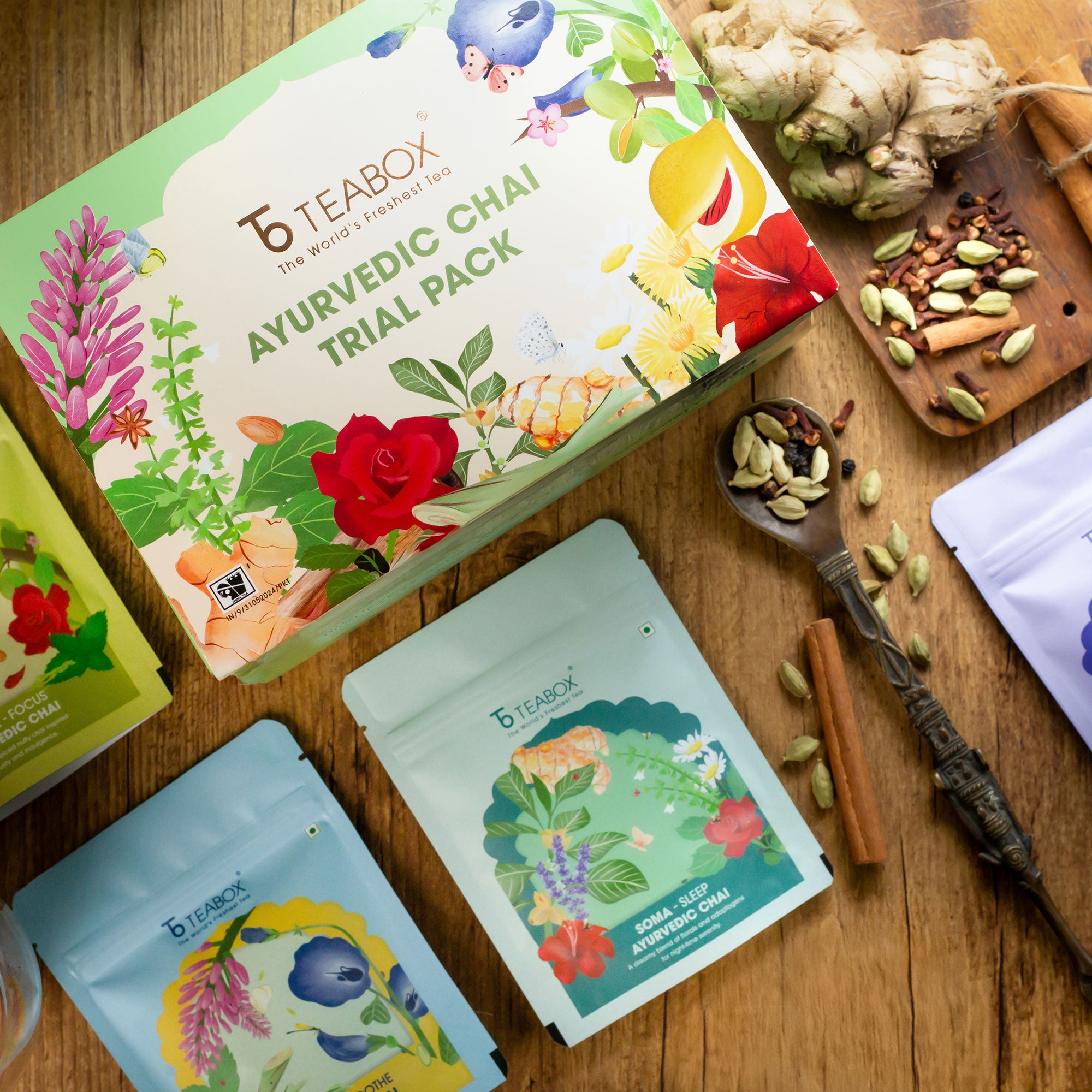 Ayurvedic Chai Trial Pack (Free Valencia Glass Teacup & Ideal Teaspoon)