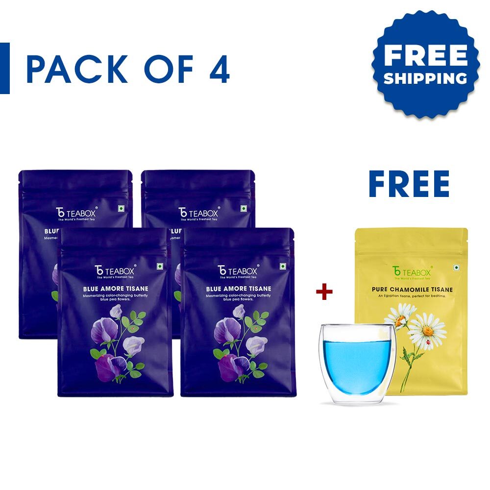 Butterfly Blue Pea Flower (Free Chamomile + Valencia Glass Tea Cup)