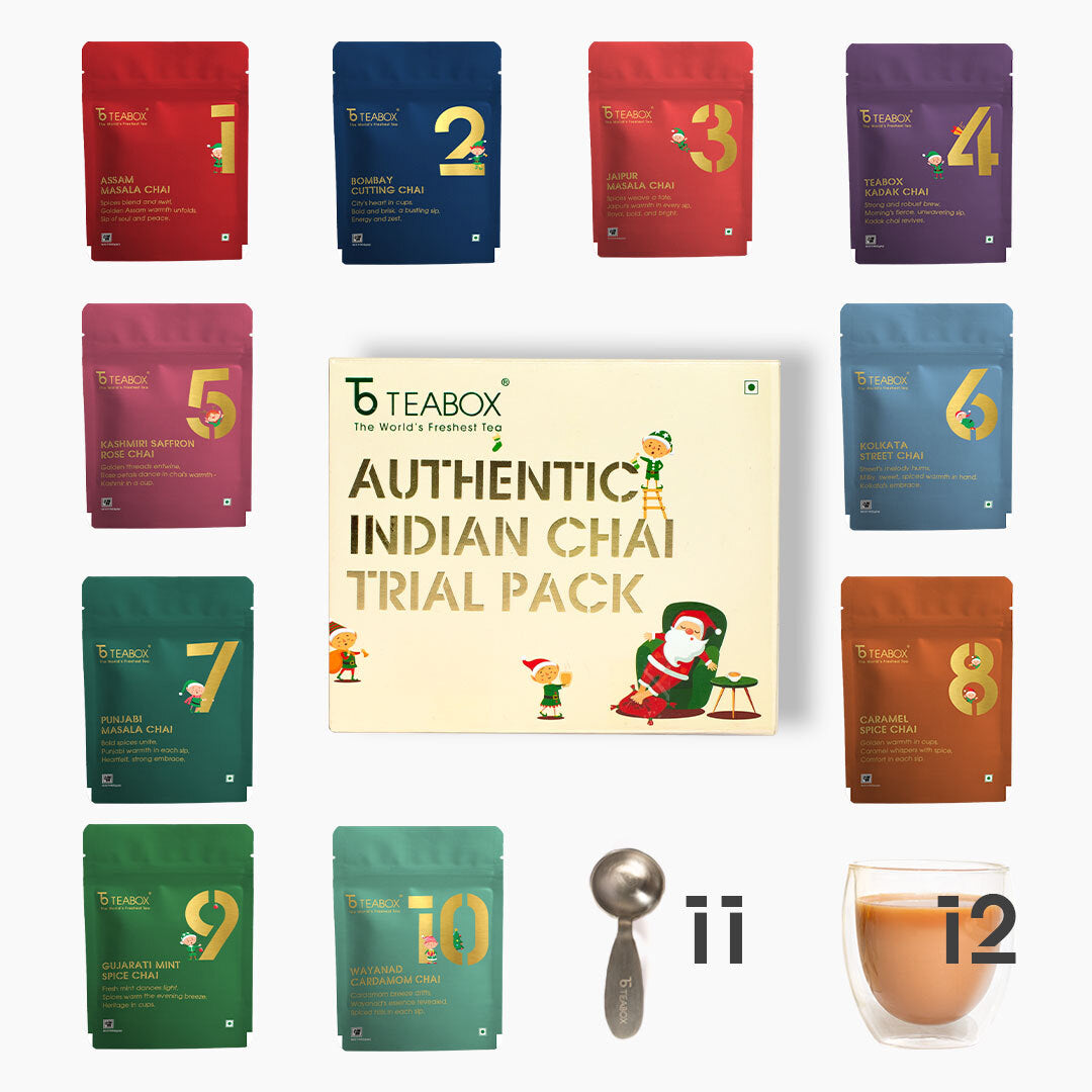12 Days of Chai Advent Calendar (Free Valencia Glass Teacup & Ideal Teaspoon) 2 Pack