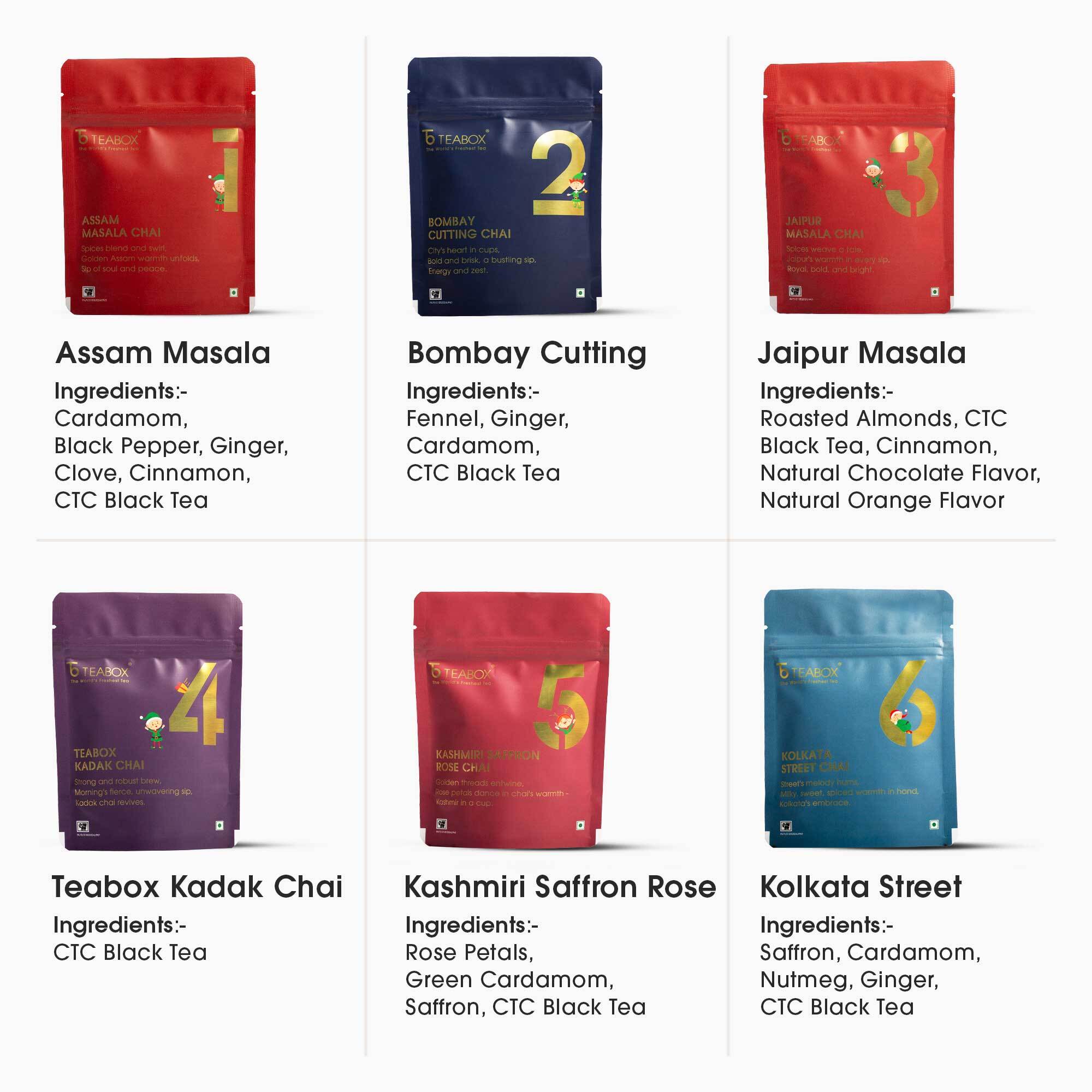 12 Days of Chai Advent Calendar (Free Valencia Glass Teacup & Ideal Teaspoon) -