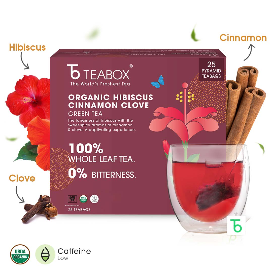 Organic Hibiscus Cinnamon Clove Green (Teabags)