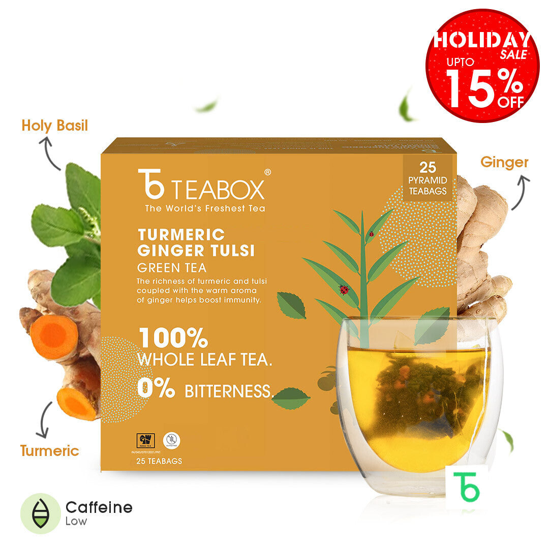 Turmeric Ginger Tulsi Green (Teabags)