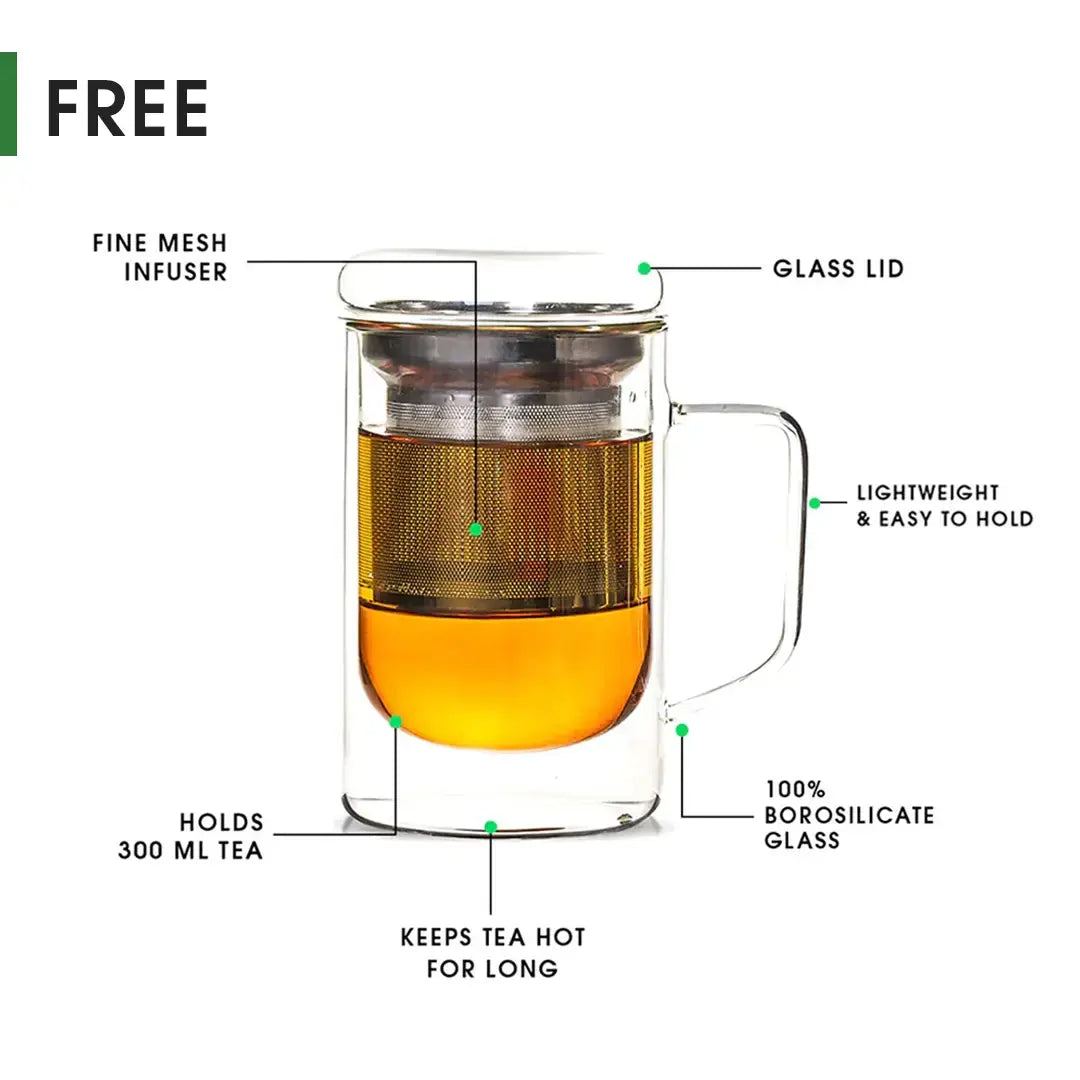 Indian Whole Leaf Trial Pack (Free Seidel Glass Tea Mug With Infuser & Ideal Teaspoon)