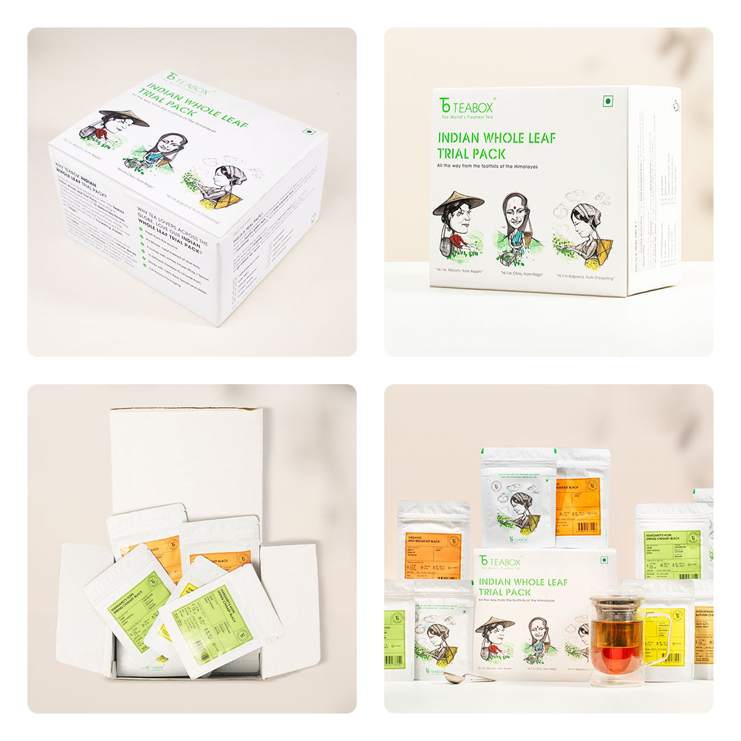 Indian Whole Leaf Trial Pack (Free Seidel Glass Tea Mug With Infuser & Ideal Teaspoon)