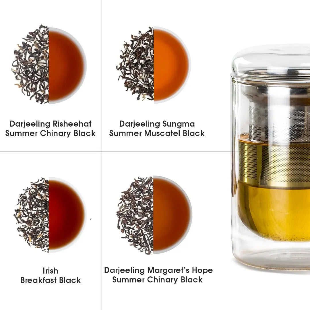 Indian Whole Leaf Trial Pack (Free Seidel Glass Tea Mug With Infuser & Ideal Teaspoon)