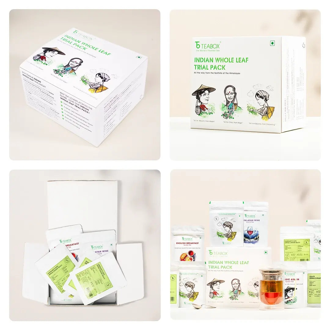 Indian Whole Leaf Trial Pack (Free Seidel Glass Tea Mug With Infuser & Ideal Teaspoon)