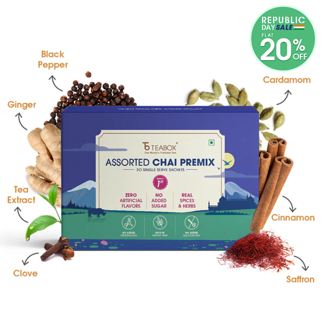 Teabox Assorted Chai Premix (30 Single Serve Sachets)