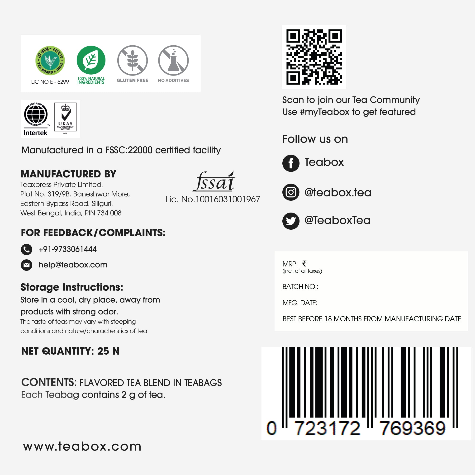 Green Tea Kashmiri Kahwa (Teabags)