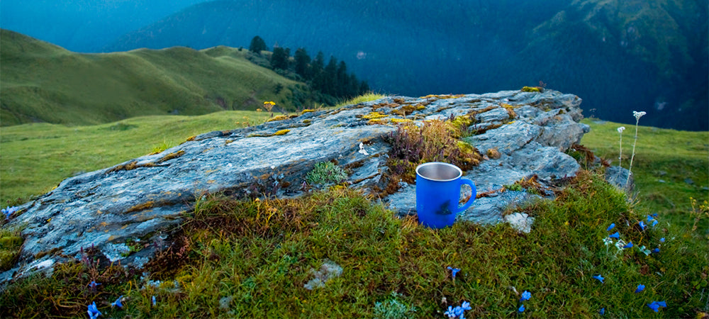 Trekking in the Himalayas and stopping for tea