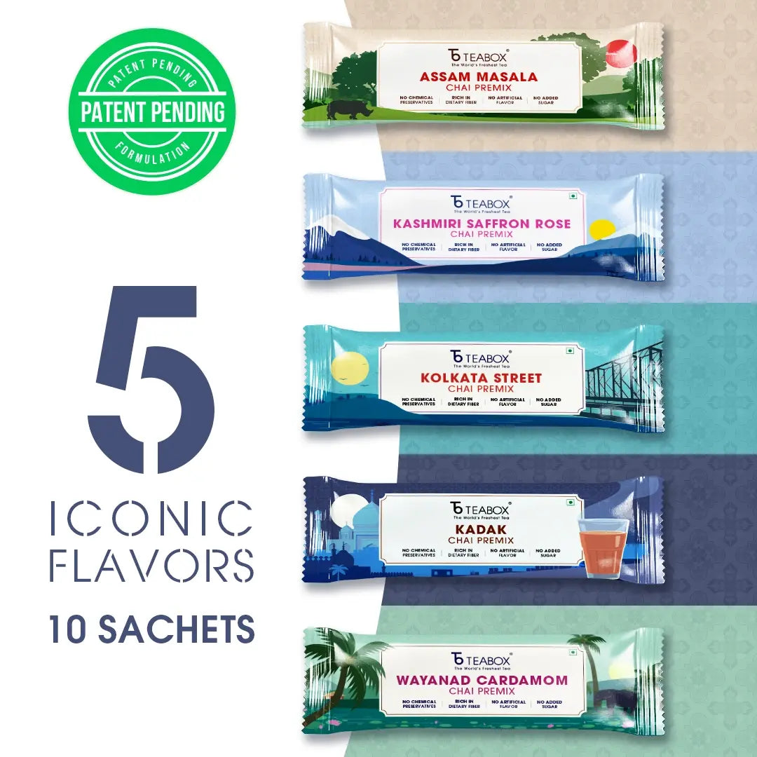 Teabox Assorted Chai Premix <br> (10 Single Serve Sachets)