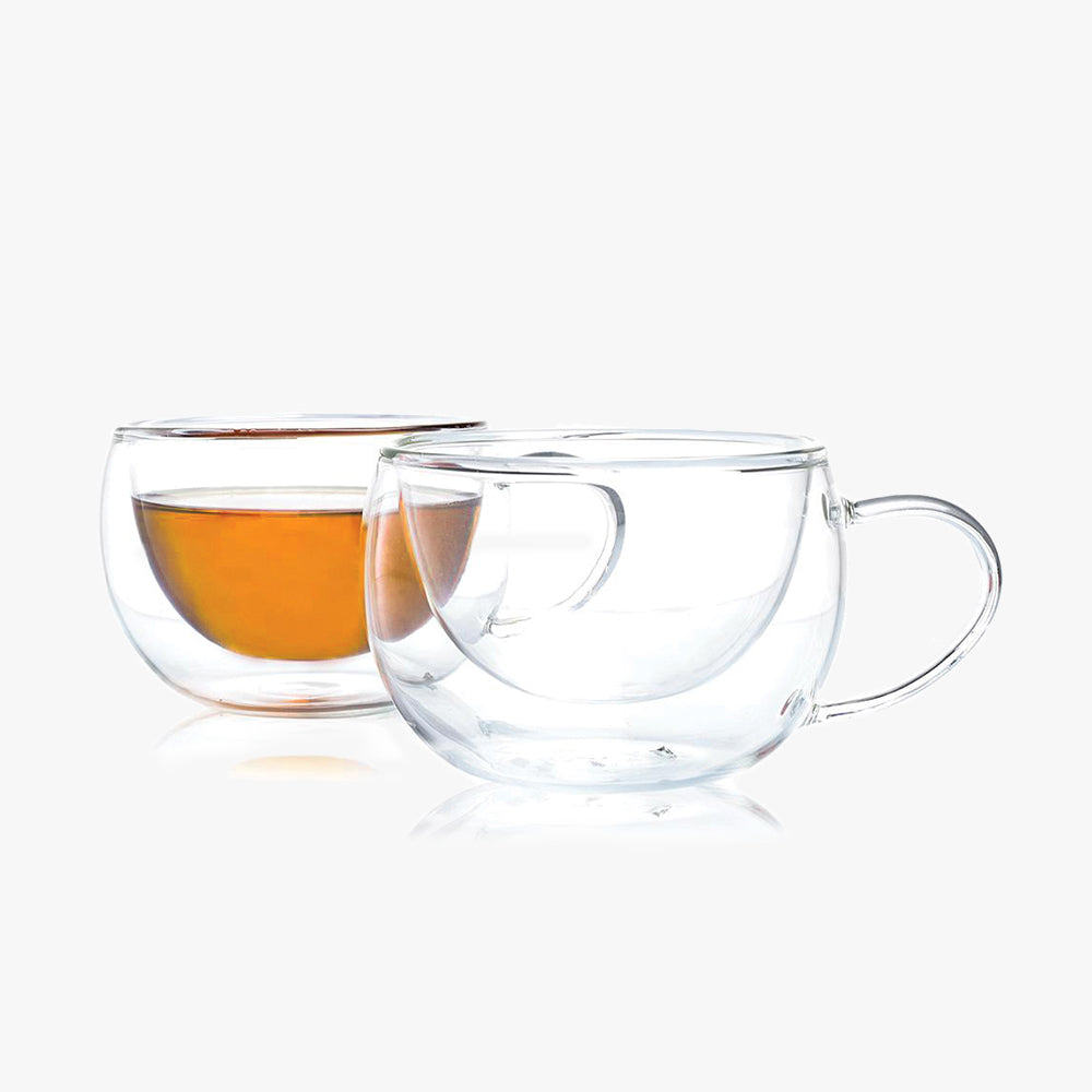 Glass Cup Set of Two Whimsy Series Glass Teacup Sake Cup 