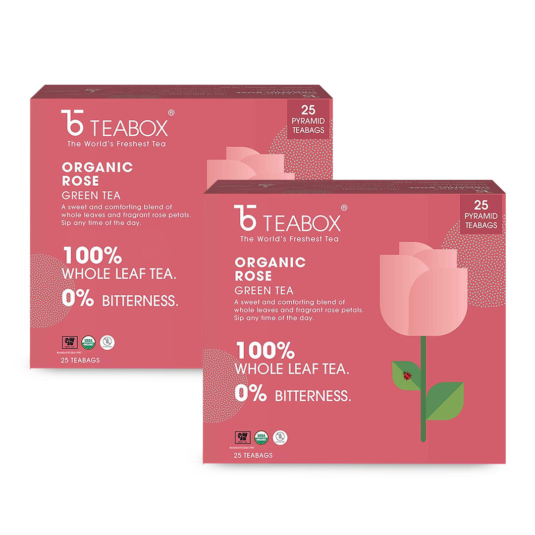Buy 2023 Organic Rose Green Tea For Glowing Skin Pyramid Tea Bag