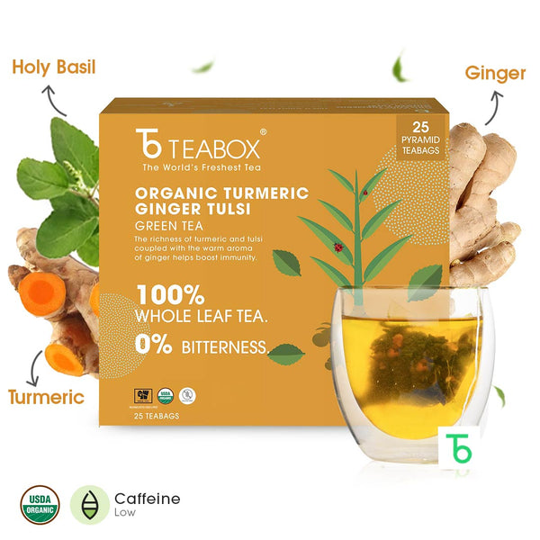 Organic Turmeric Ginger Tulsi Green (Teabags)