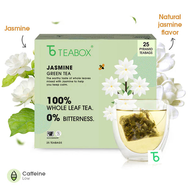 Buy 2025 Organic Jasmine Green Tea for Calm Mind Pyramid Tea Bags