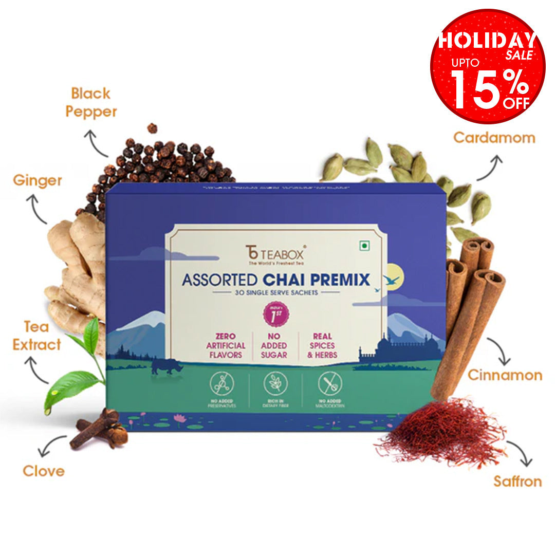 Teabox Assorted Chai Premix <br> (30 Single Serve Sachets)
