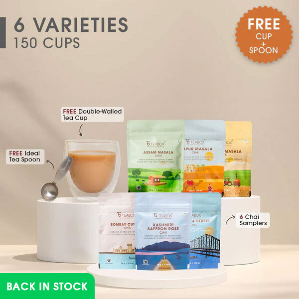 Authentic Indian Chai Mini Trial Pack (Free Valencia Glass Teacup & Ideal Teaspoon)